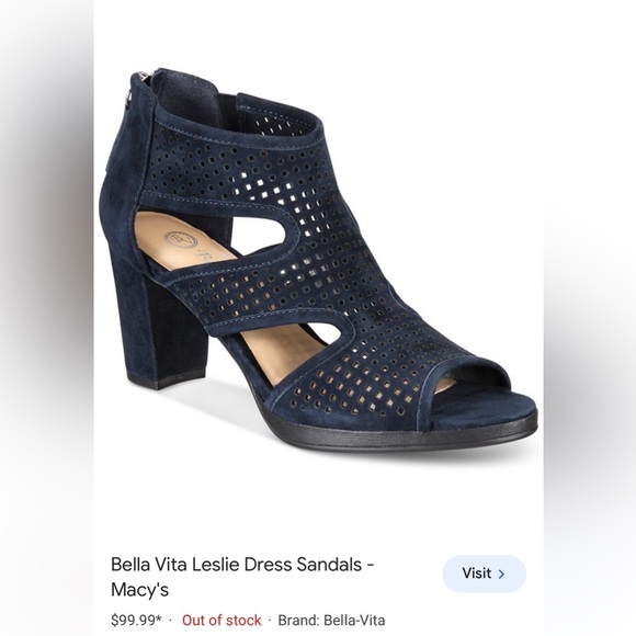 Bella Vita Suede Leather Leslie Perforated Gladiator Booties Navy Blue Size 10 - Picture 1 of 9